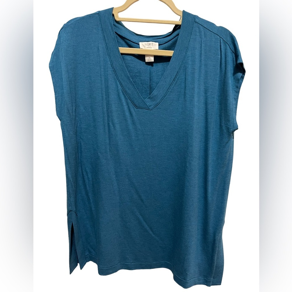 Loft- sleeveless V-neck Tunic - blue - size M